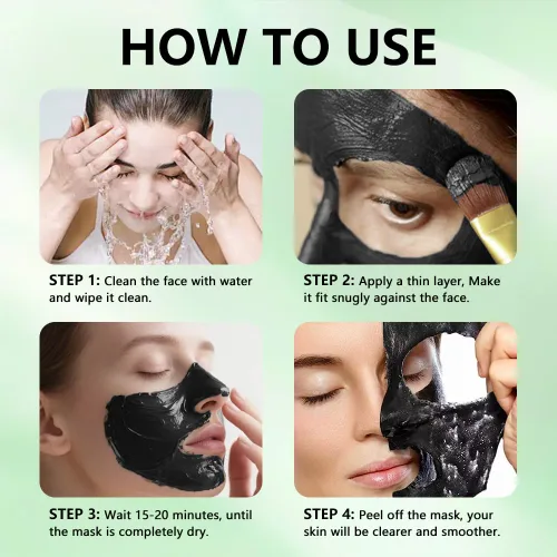 Vista 5 de Máscara facial de carbón para removedor de puntos negros, aloe vera y carbón de bambú, tira removedor de puntos negros para todo tipo de piel, tiras