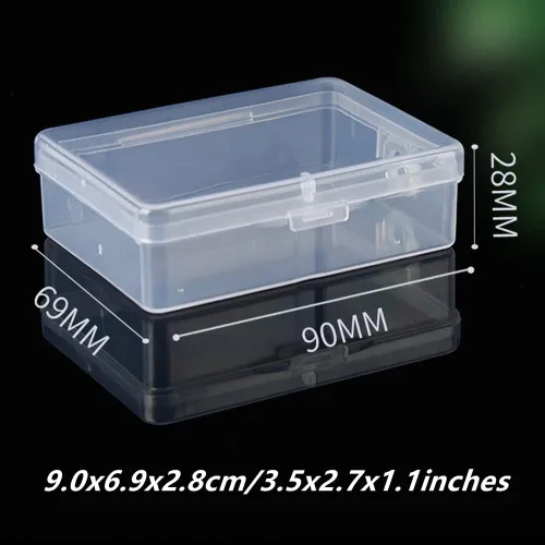 Vista 2 de Caja de almacenamiento rectangular de 3 piezas con tapas con bisagras, 3.5 x 2.7 x 1.1 pulgadas, contenedores de almacenamiento de plástico