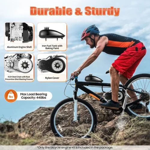 Vista 2 de Kit de motor motorizado a gas de 4 tiempos de 100 cc, conjunto de motor de bicicleta, motor modificado para bicicleta, refrigeración por aire de un