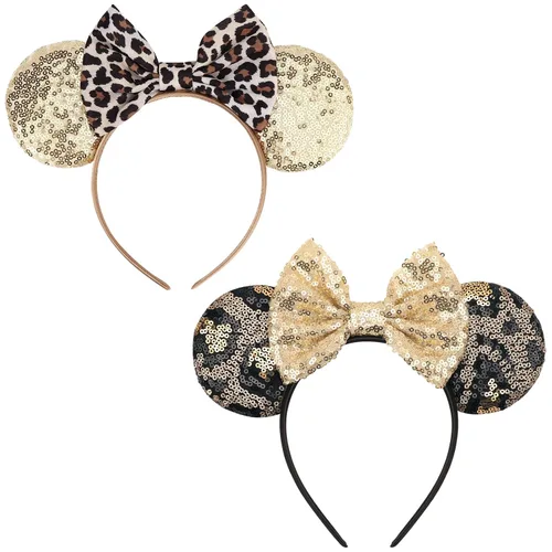 Vista 14 de DRESHOW Diademas de orejas de ratón para mujer, con orejas de Mickey y perlas blancas lisas, bandas para la cabeza de lazo, banda de terciopelo