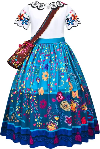 Vista 2 de Vestido disfraz de Mirabel de la película Encanto para niñas vestido de princesa para fiestas de Halloween Navidad cosplay y elegantes fiestas