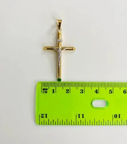 Vista 5 de Colgante de cruz de crucifijo religioso de oro de dos tonos de 14 quilates, 1.693 in x 0.787 in, Oro amarillo, No es relevante para este producto