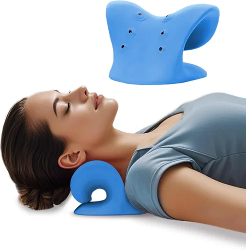 Vista 10 de Estirador de cuello con terapia magnética de acupresión para aliviar el dolor, relajante de cuello y hombros, almohada quiropráctica, restaurar
