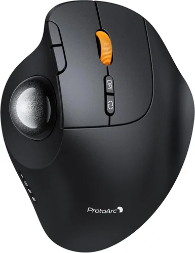Vista 10 de ProtoArc Ratón inalámbrico Bluetooth Trackball, EM02 de dos ángulos ajustables, ergonómico recargable, conexión de 3 dispositivos, control de pulgar