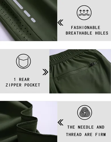 Vista 5 de Pantalones cortos deportivos de senderismo para hombre, de 7 pulgadas, de secado rápido, ligeros, para entrenamiento, correr, gimnasio, deportes