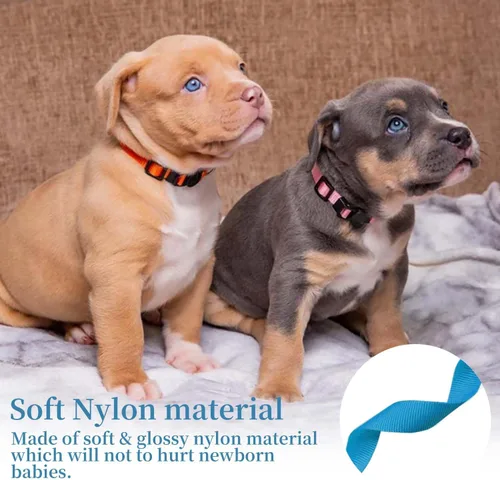 Vista 2 de Collar de identificación para cachorro, collares ajustables de identificación para perros recién nacidos, de nailon súper suave, collares de arena