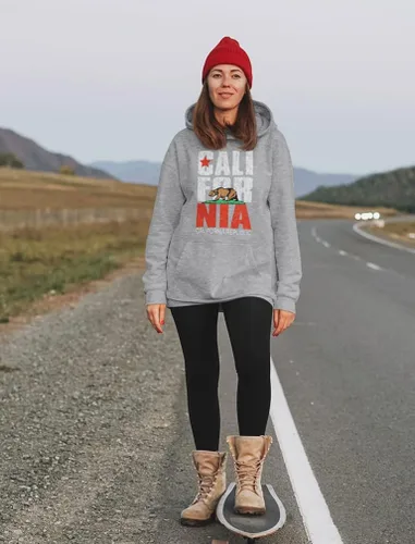 Vista 3 de Sudaderas con capucha de bandera retro de California Bear Republic para mujer