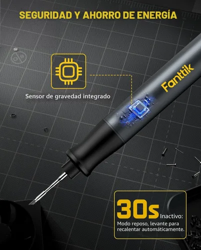 Vista 7 de Kit de soldador Fanttik T1 Max, soldador inalámbrico, calentamiento rápido de 7 segundos (390°F-840℉), auto-descanso, 4 puntas de soldadura