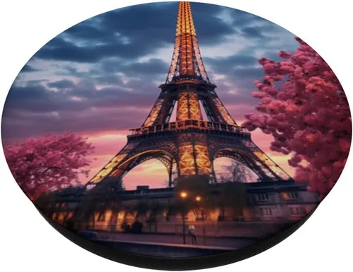Vista 2 de Scenic Eiffel Tower Paris France at Night Majestic PopSockets Standard PopGrip