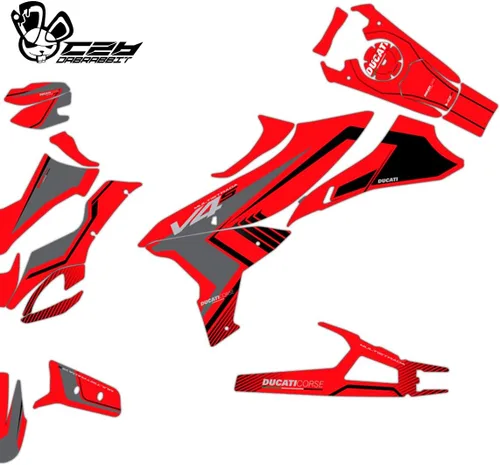 Vista 3 de Nuevo Kit gráfico para DUCATI Multistrada V4 S Kit gráfico completo (RL-R) (GLOSSY)