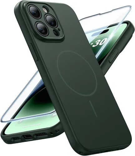 Vista 59 de FNTCASE Funda para iPhone 14 Pro Max color azul: [compatible con Magsafe] Funda magnética mate sólida con [protección completa de la cámara]