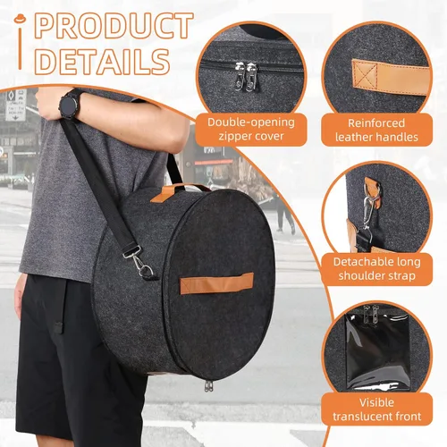 Vista 4 de Caja para sombreros, 15.7 x 7.8 x 15.75 pulgadas, caja de almacenamiento plegable con tapas para mujeres y hombres, cajas de viaje para Gris Oscuro