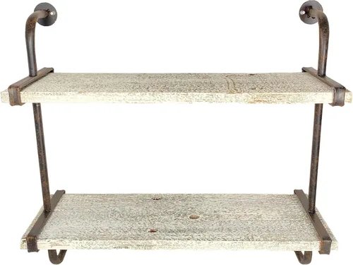 Vista 10 de BARNWOODUSA Estante rústico de madera con 2 tablones, repisa de pared de granja, Natura Estante rústico de madera con – Ideal para la decoración
