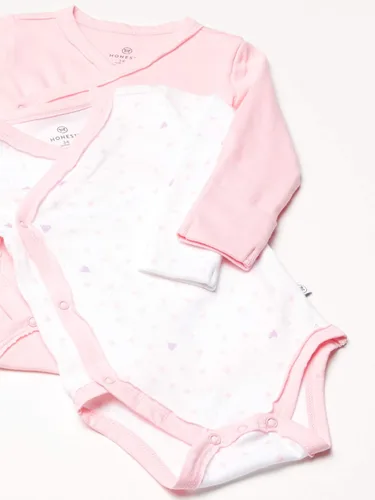 Vista 2 de HonestBaby Paquete de 3 mamelucos tipo kimono de algodón orgánico de manga larga con cierre lateral para bebé