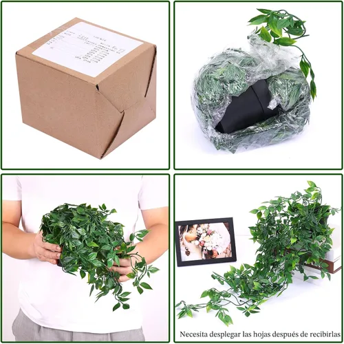 Vista 4 de Whonline Plantas colgantes falsas, plantas artificiales pequeñas en maceta para interiores y exteriores, estética, oficina, sala de estar