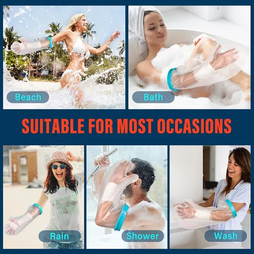 Vista 5 de Fundas de fundición para brazo de ducha para adultos, protector impermeable para brazos, funda de ducha reutilizable para brazo roto, muñeca, codo