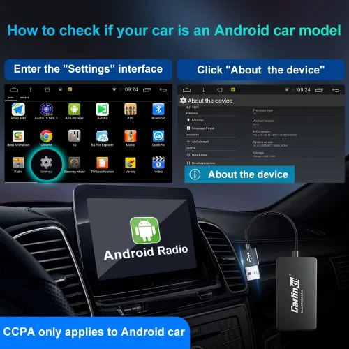 Vista 4 de Carlinkit Adaptador USB inalámbrico CarPlay solo compatible con radios de coche Android. solo para la versión de Android 4.4.2 o superior. APK debe