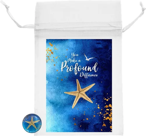Vista 5 de Smiling Wisdom 20 regalos de historia de estrellas de mar a granel Tarjetas de apreciación de You Make a Profound Difference e imán redondo