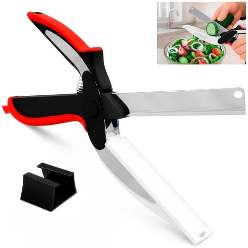 Vista 18 de Tijeras de cocina 2 en 1 para alimentos, tijeras de tabla de cortar con Agarradera negra