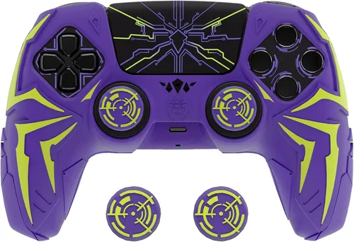 Vista 11 de PlayVital Design for ps5 Controller Silicone Case with 2 Thumb Grips and 6 Sticker, Cyber Spider Design, Anti-Slip Shockproof Controller Cover Skin