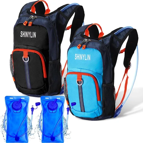 Vista 13 de Shinylin 2 piezas mochila de hidratación para niños con bolsa de agua de 1.5l mochila ligera para niños para senderismo mochila de agua para niños