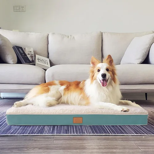 Vista 8 de Cama ortopédica para perros grandes - Gran cama impermeable para jaula de perro con funda extraíble y lavable, soporte de espuma tipo caja