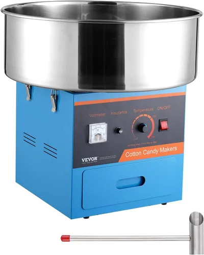 Vista 16 de VEVOR - Máquina eléctrica para hacer algodón de azúcar con carro, máquina comercial para hacer caramelo de 1000W con tazón de acero inoxidable
