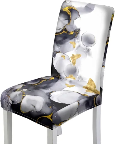 Vista 9 de HUGS IDEA Christmas Seat Covers for Dining Room Chairs Set of 6 Music Notes Stretch Chair Slipcovers Protector Removable and Washable Kitchen Dining