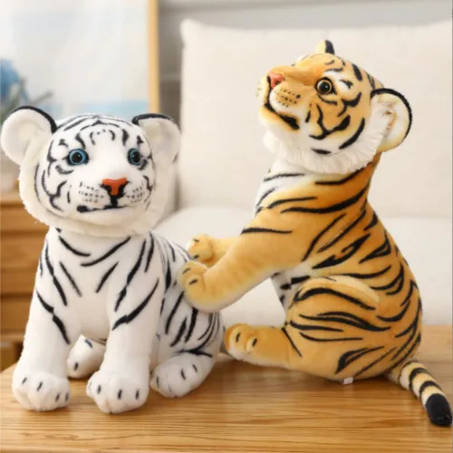 Vista 4 de OUKEYI Peluche de Tigres de 9 pulgadas/9.1 in, animal de peluche realista, animales de peluche para niños, regalo para niños, bebé, abrazo, tigre