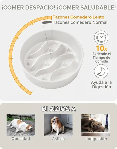 Vista 3 de Cuencos de cerámica para perros pequeños, comedero lento para perros pequeños, comedero lento para perros de 0.6 tazas para comer rápido, cuenco