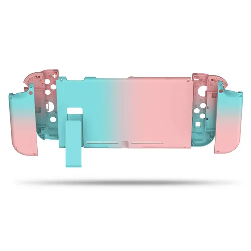 Vista 4 de Basstop - Carcasa de repuesto para consola NS NX y mando Joy-Con con interruptor izquierdo derecho sin componentes electrónicos., Set_Rosa y Azul