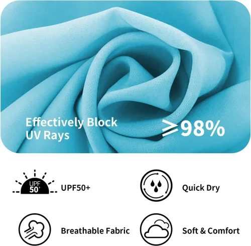 Vista 5 de QBK Camiseta de natación de manga larga para niños, protección solar UV, protección contra erupciones, UPF50+, traje de baño de surf para niños
