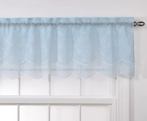 Vista 3 de Renaissance Home Fashion Stylemaster Reese - Cenefa festoneada transparente bordada en capas, 55 x 17 pulgadas, color moca