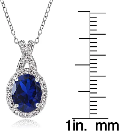 Vista 3 de B. BRILLIANT Collar de plata de ley auténtica, creada o simulada, con topacio blanco X y ovalada para mujer
