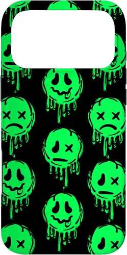 Vista 22 de Melting Happy Face Smile Trippy Sad Face Graffiti Green Case for iPhone 17
