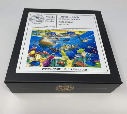 Vista 6 de Howard Robinson - Rompecabezas de madera - Turtle Beach - 475 piezas - Fabricado en Estados Unidos por Nautilus Puzzles