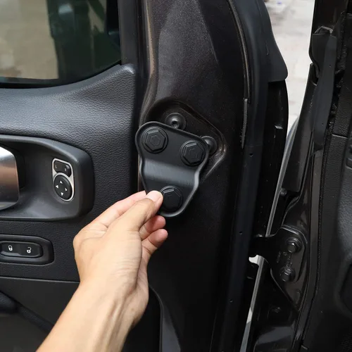 Vista 5 de 2 piezas de cubierta protectora de tornillo de puerta para Jeep Wrangler JL JLU 2018-2021, para Jeep Gladiator JT 2020-2021 (negro)