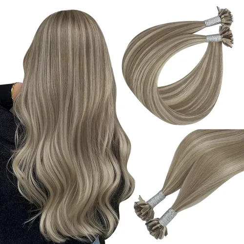 Vista 15 de Easyouth - Extensiones de cabello con alambre rubio, extensiones de cabello humano real, reflejos rubios ceniza, extensión de cabello rubio con hilo