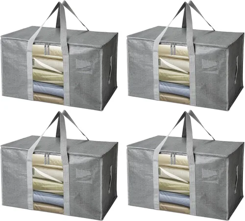 Vista 42 de BALEINE Paquete de 2 bolsas de mudanza de gran tamaño con asas reforzadas, bolsa de almacenamiento resistente para ropa, suministros de mudanza