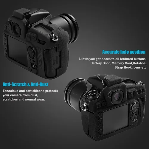 Vista 5 de Easy Hood Cubierta de la caja de la cámara para cámara digital Nikon D810 D810A (negro) Funda protectora de silicona suave, ligera, delgada