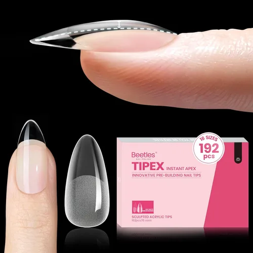 Vista 7 de Beetles Tipex Instant Apex - Puntas de uñas cuadradas largas, 192 piezas, 16 tamaños (00-14)