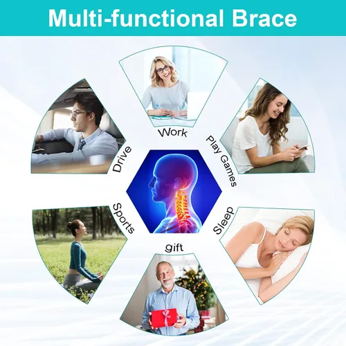 Vista 8 de Collar cervical mejorado con soporte de barbilla para alivio rígido, cuello cervical correcto, soporte para el dolor óseo, cuidado de la salud