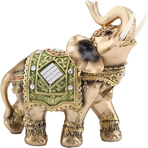 Vista 10 de Yitengteng Elegante escultura de elefante de la suerte de Feng Shui de resina, figuras de elefante para decoración del hogar, regalos