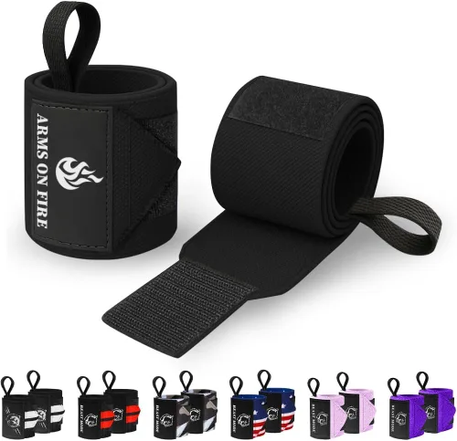 Vista 27 de TECEUM Weightlifting 18" & 12" Wrist Wraps with Thumb Loop – Heavy Duty Wrist Workout Braces for Men and Women – Ideal for Powerlifting, Strength