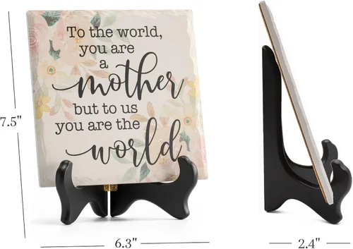 Vista 6 de LukieJac Regalo para el día de la madre para la mejor mamá del mundo, placa de cerámica de 6 pulgadas y 6 pulgadas, regalo de hijo, hija, suegra