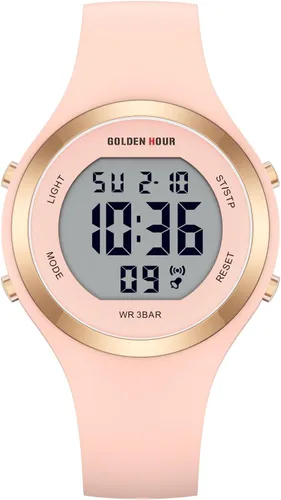 Vista 2 de GOLDEN HOUR Reloj de pulsera de silicona con cronógrafo digital impermeable para mujer