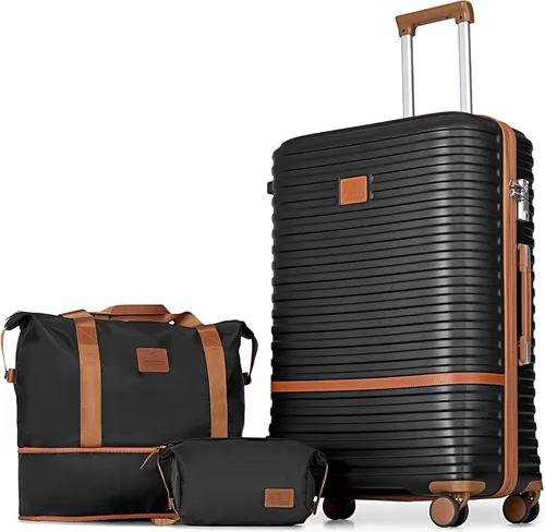 Vista 29 de Juego de maletas Joyway de 3 piezas, juego de maletas extensibles de cabina con rueda giratoria, juego de maletas de carcasa dura con candado TSA