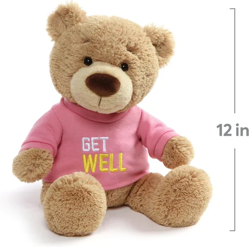 Vista 3 de GUND Get Well - Oso de peluche con mensaje de camiseta, rosa, 12.5 pulgadas