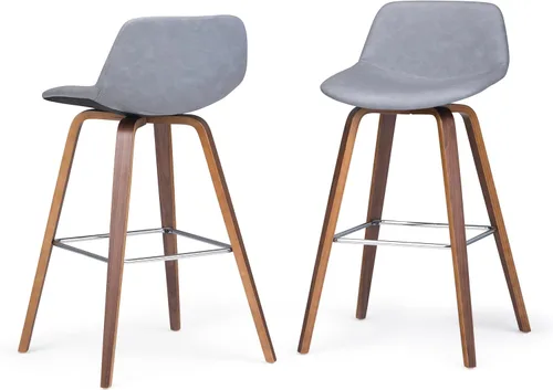 Vista 25 de SIMPLIHOME Randolph Taburetes de mostrador (juego de 2) taburetes de bar tapizados de madera curvada de 28 pulgadas de altura del asiento en tela
