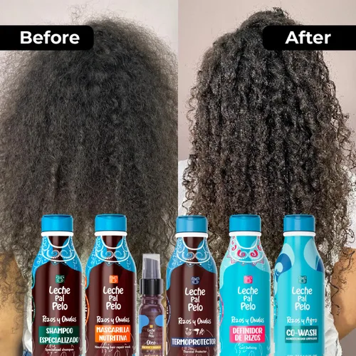 Vista 8 de Leche Pal Pelo Rizado y ondulado - Mascarilla nutritiva reparadora del cabello con aloe vera, coco y aceites de aguacate - para cabello dañado